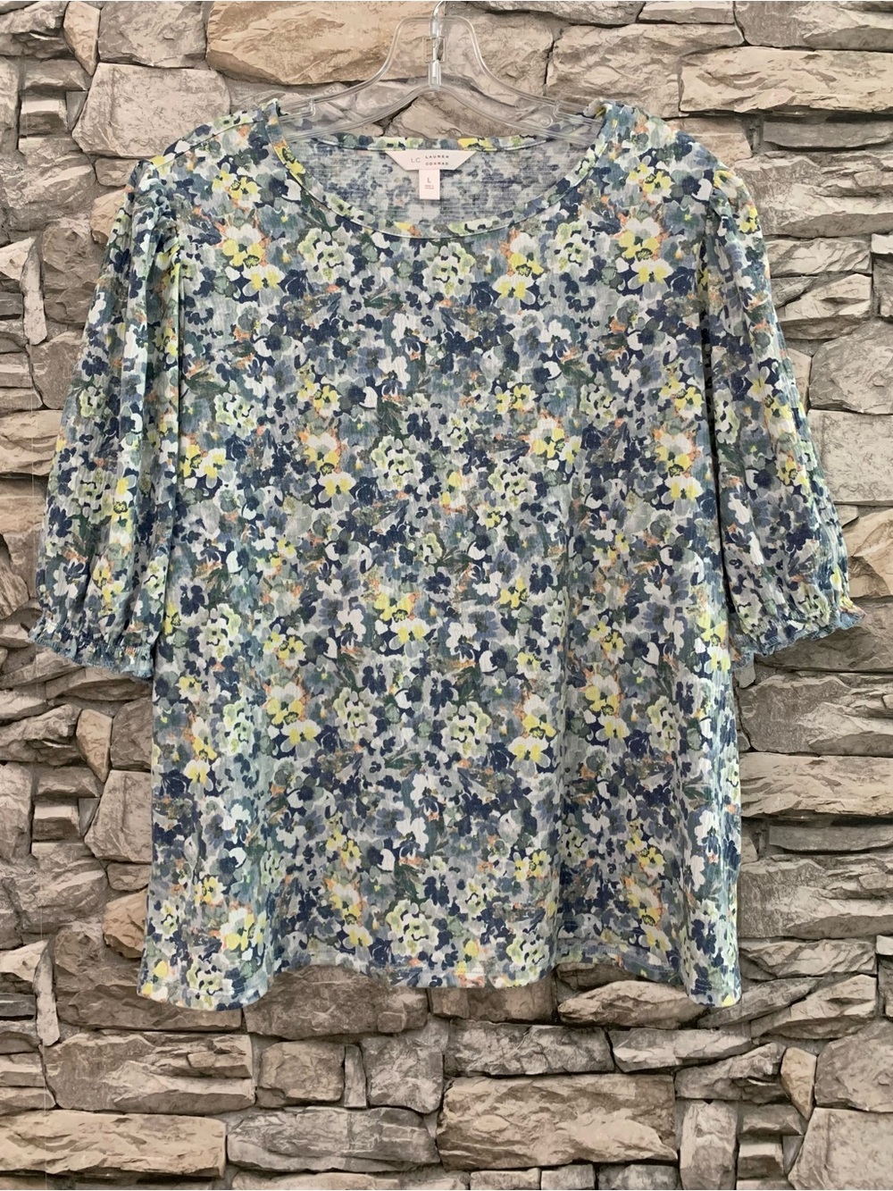 #11 NWT LC Lauren Conrad Ruffle Floral Print Balloon Sleeves Blouse Shirt Top